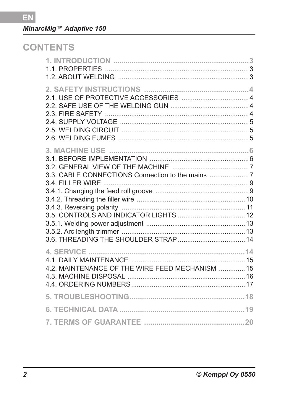 Kemppi Adaptive 150 User Manual | Page 3 / 22