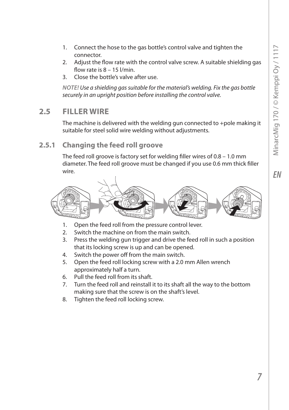 5 filler wire | Kemppi Adaptive 170 User Manual | Page 9 / 20
