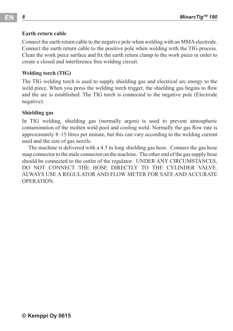 Kemppi MinarcTig 180 User Manual | Page 9 / 18