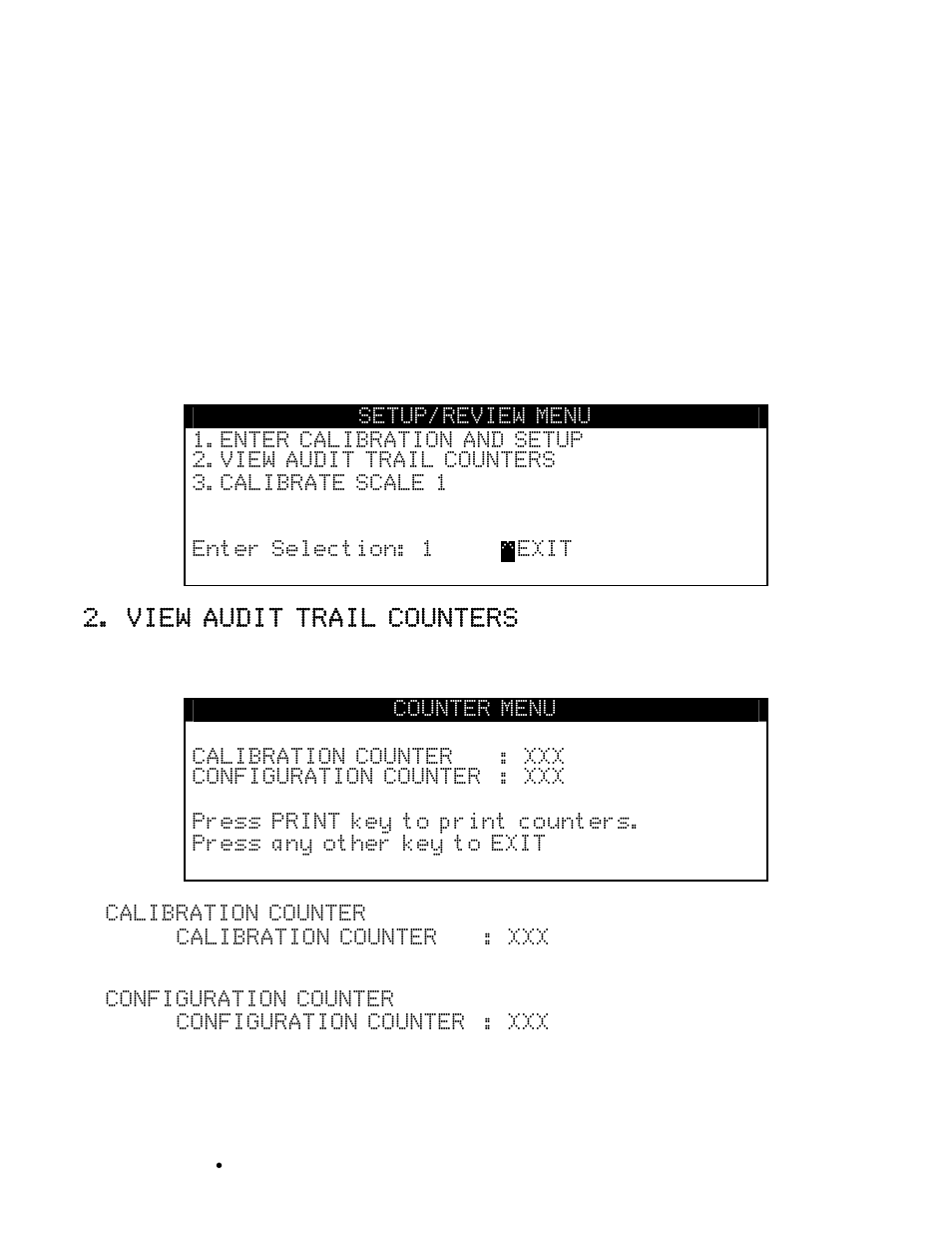 Audit trail counters | Cardinal Industries 225 WEIGHT INDICATOR User Manual | Page 79 / 116