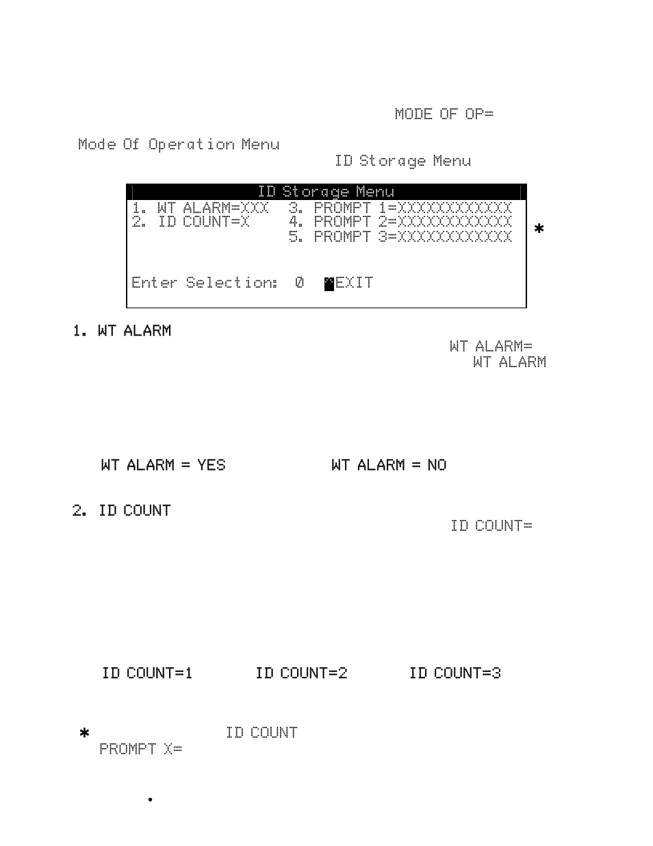 Id storage setup | Cardinal Industries 225 WEIGHT INDICATOR User Manual | Page 80 / 116