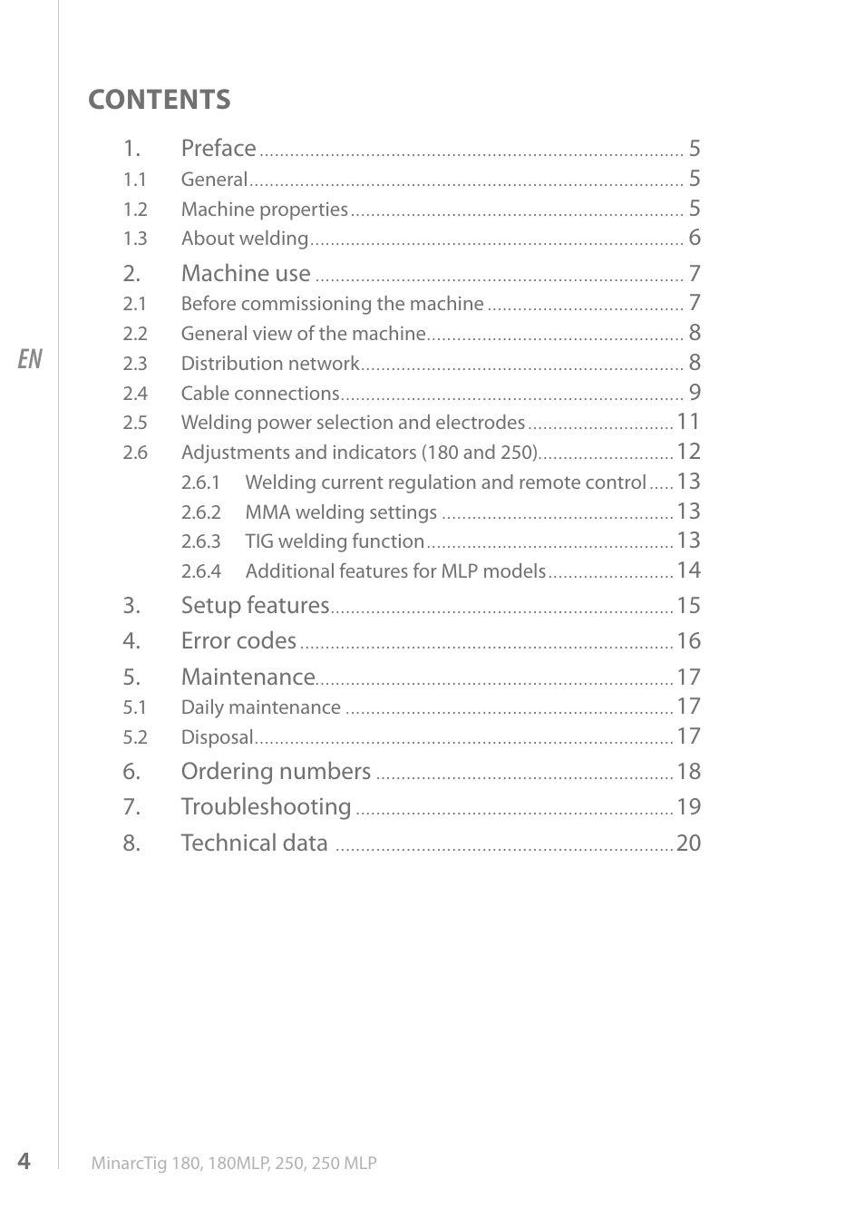 Kemppi MinarcTig 250MLP User Manual | Page 4 / 24