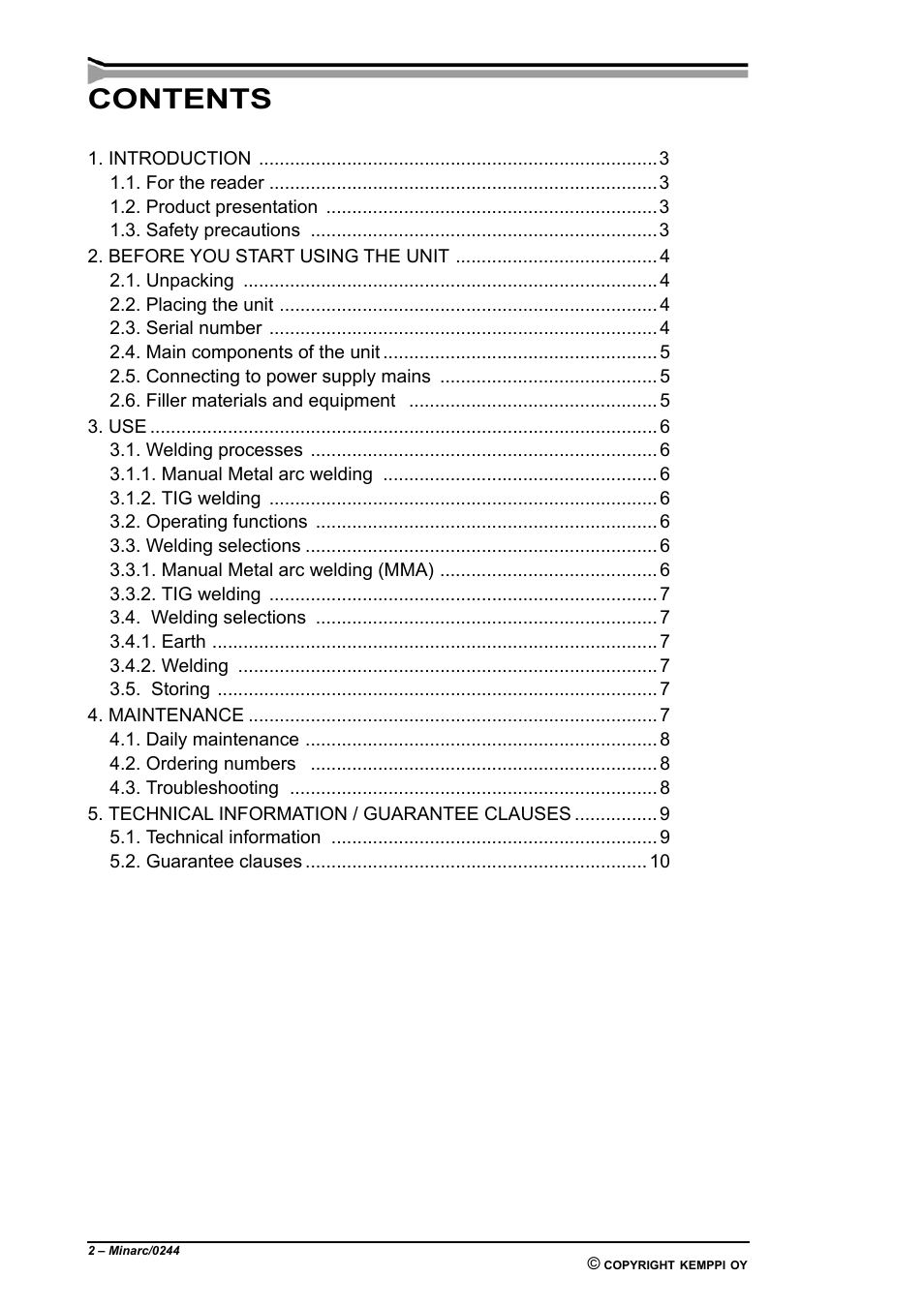 Kemppi Minarc 110 User Manual | Page 2 / 11
