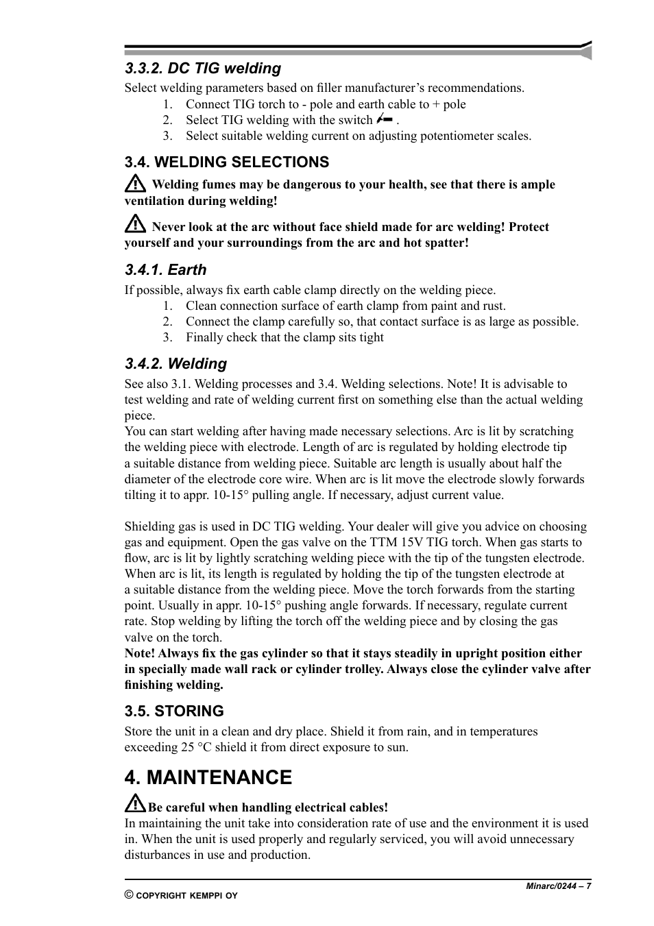Maintenance | Kemppi Minarc 110 User Manual | Page 7 / 11