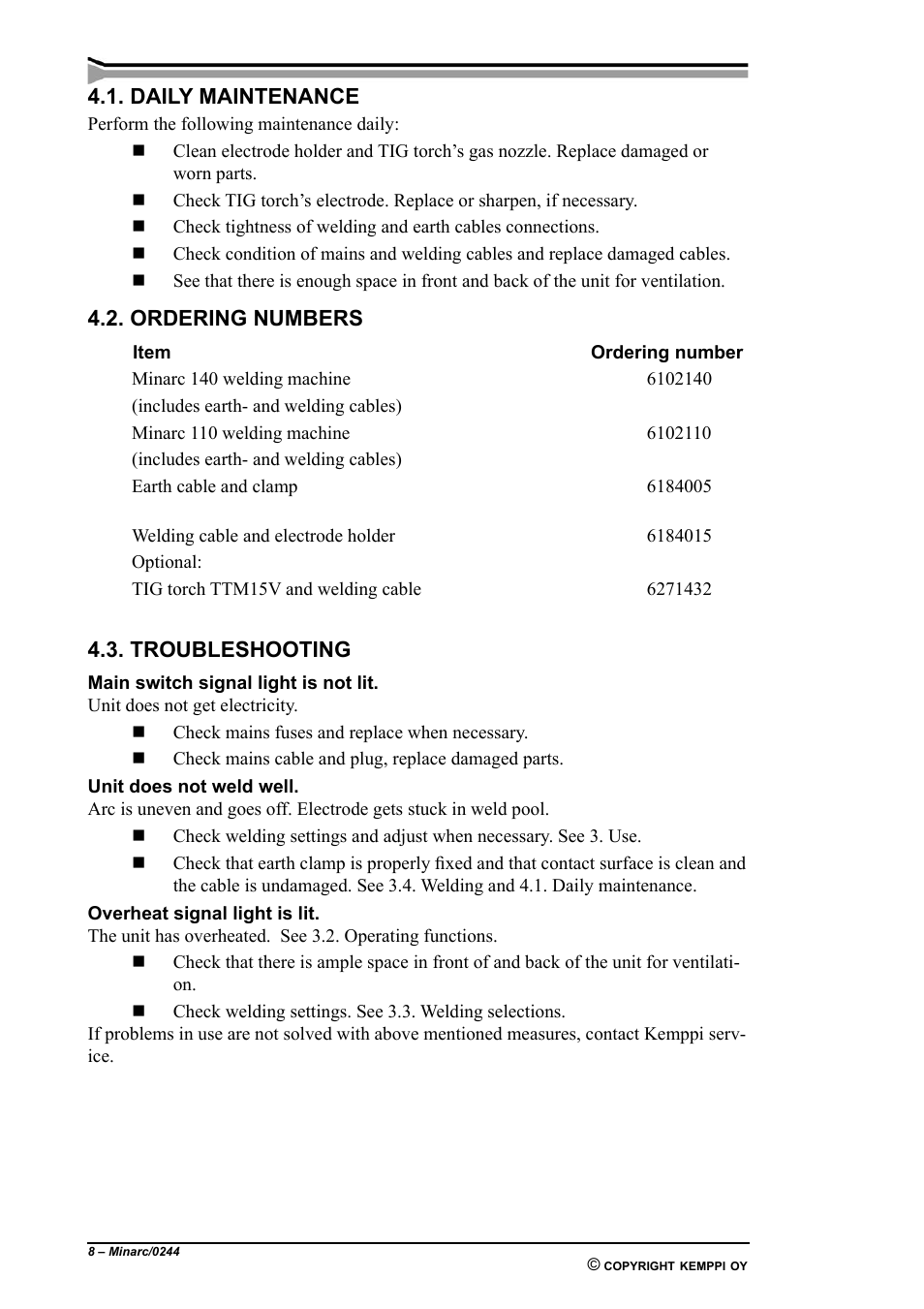 Kemppi Minarc 110 User Manual | Page 8 / 11