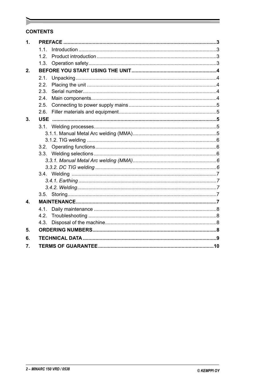 Kemppi Minarc 150 VRD User Manual | Page 2 / 11