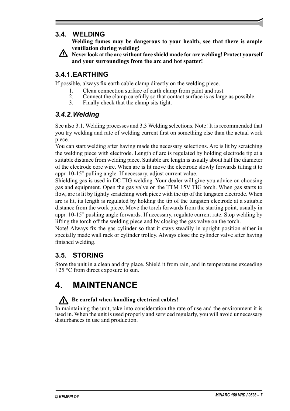 Maintenance | Kemppi Minarc 150 VRD User Manual | Page 7 / 11