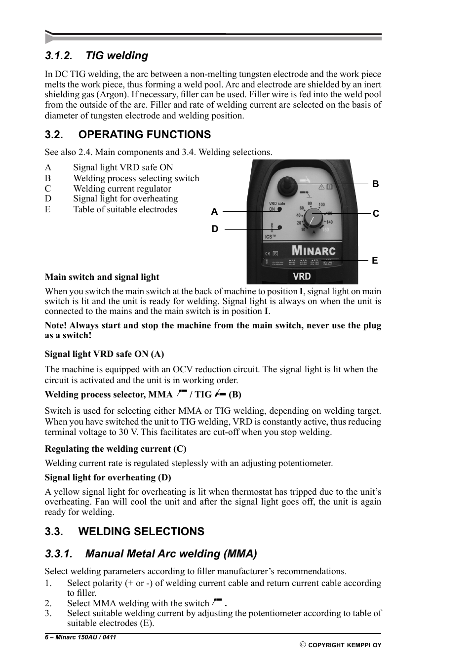 Kemppi Minarc 150AU User Manual | Page 6 / 10