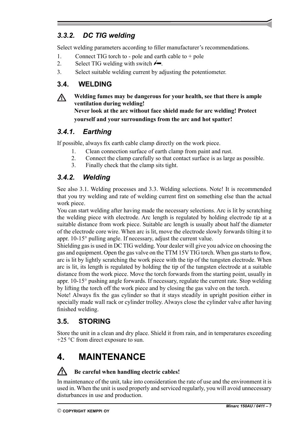 Maintenance | Kemppi Minarc 150AU User Manual | Page 7 / 10