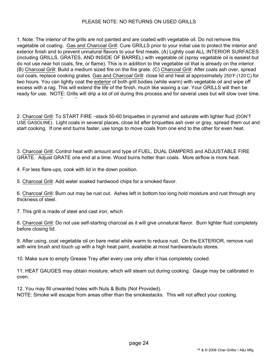 Char-Griller 5050 User Manual | Page 24 / 29
