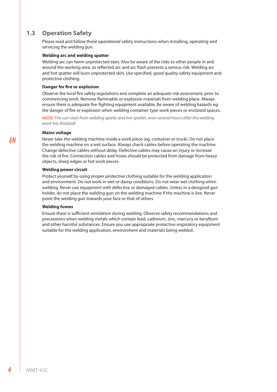 3 operation safety | Kemppi MMT 42C User Manual | Page 6 / 16