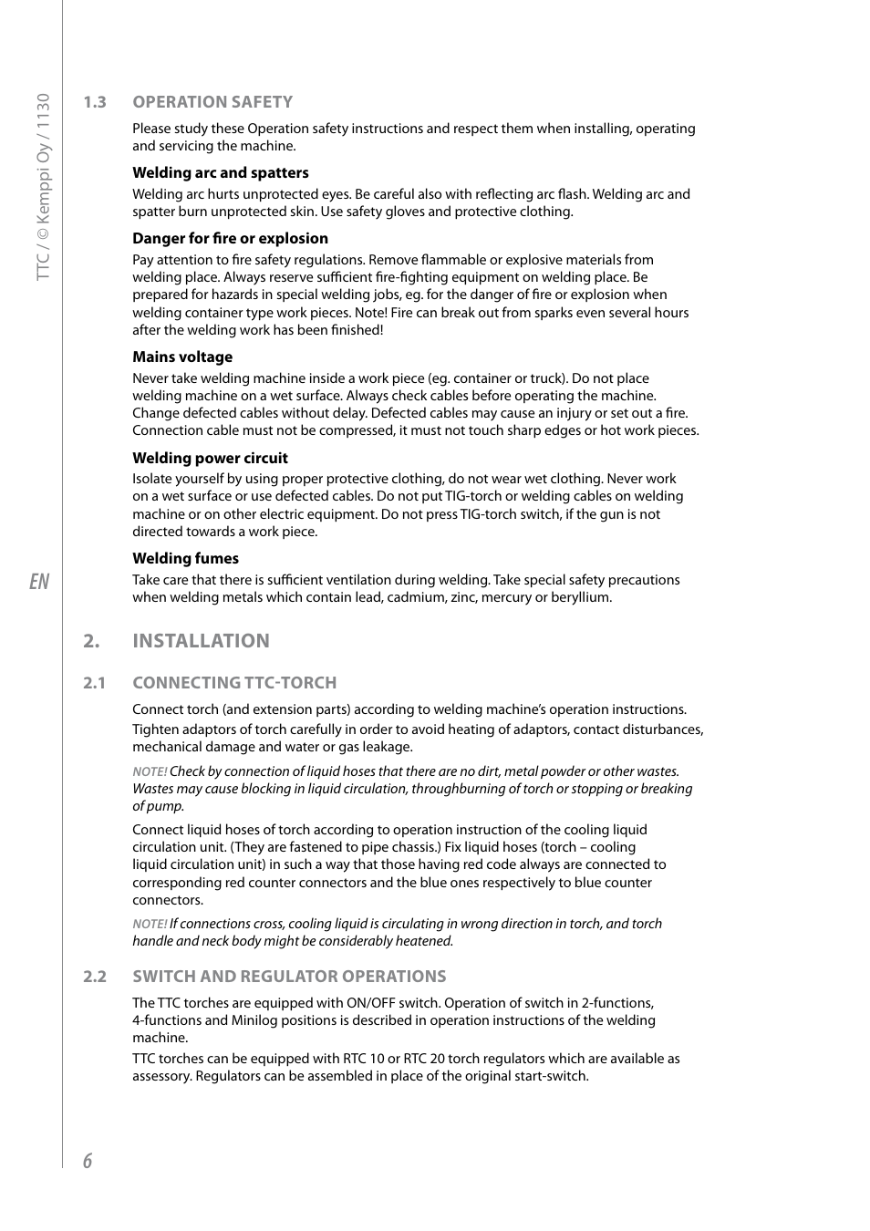 Installation | Kemppi TTC-TIG torches User Manual | Page 8 / 16