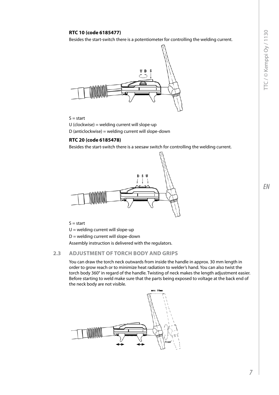 Kemppi TTC-TIG torches User Manual | Page 9 / 16
