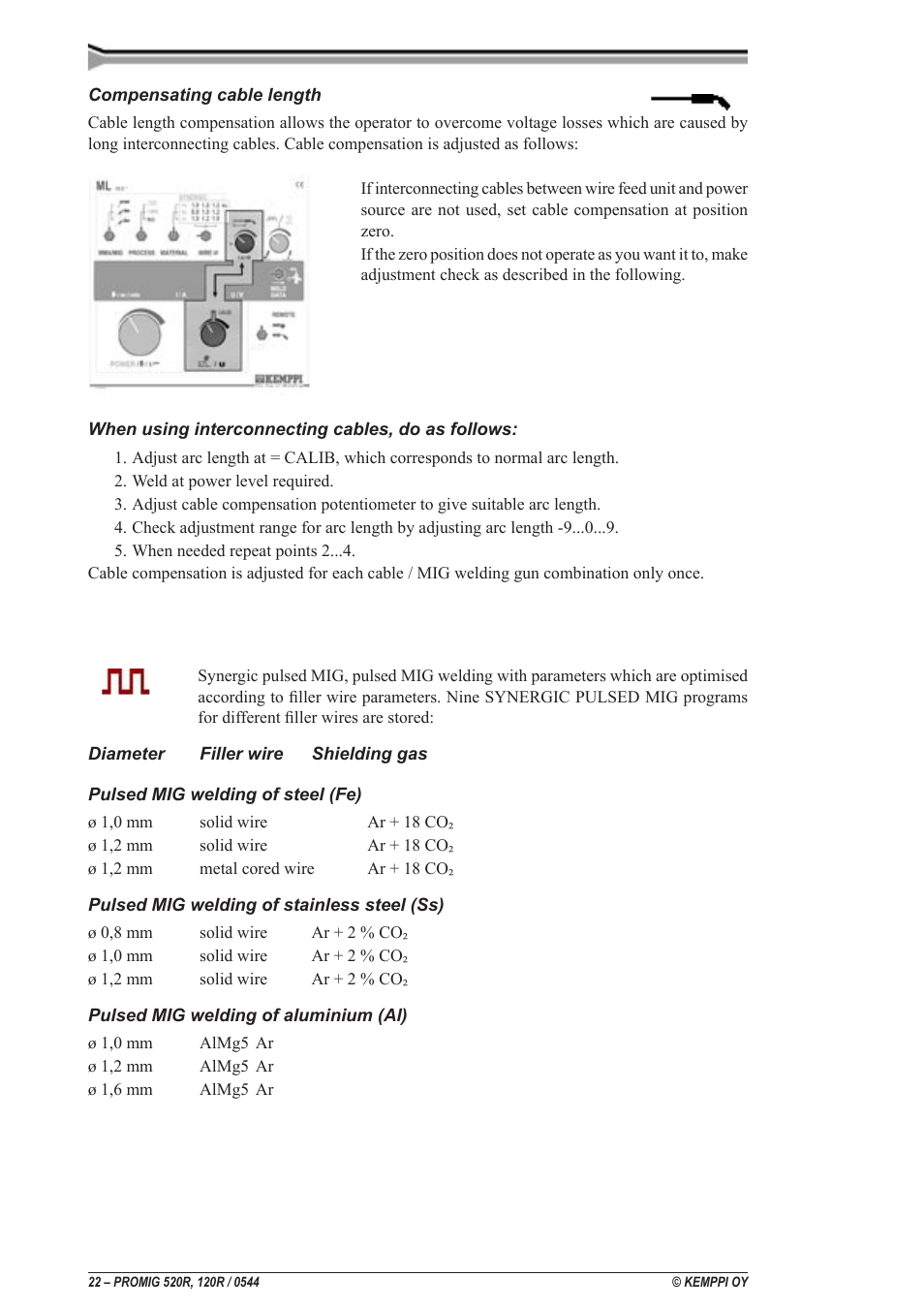 Kemppi Promig 520R User Manual | Page 22 / 29