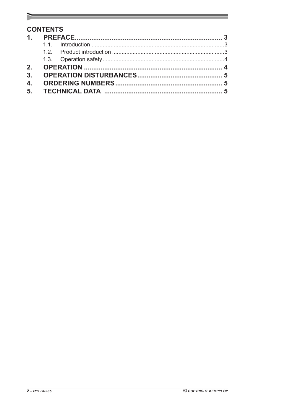 Contents 1. preface | Kemppi R11T User Manual | Page 2 / 6