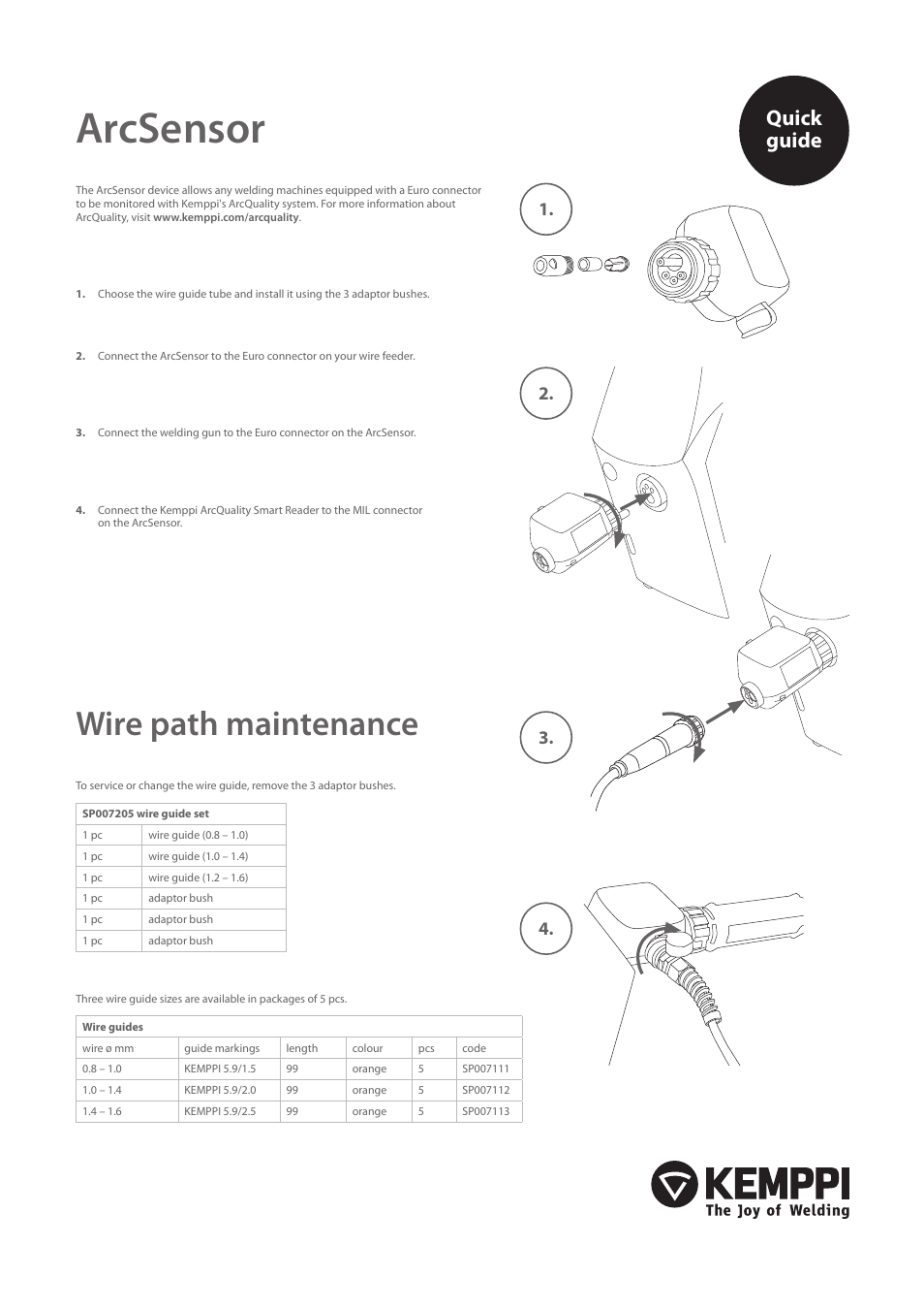 Kemppi ArcSensor User Manual | 2 pages