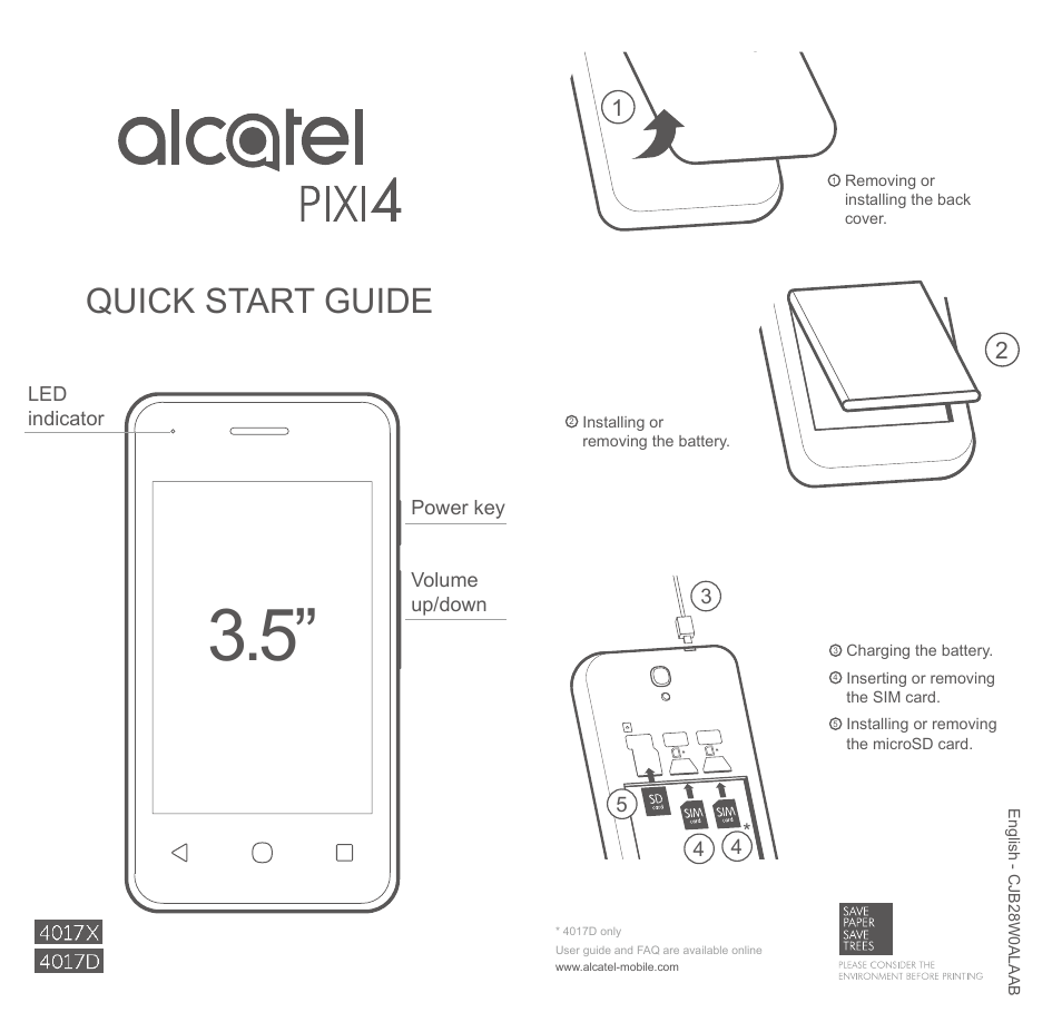 Alcatel Pixi 4 4017 D User Manual | 1 page