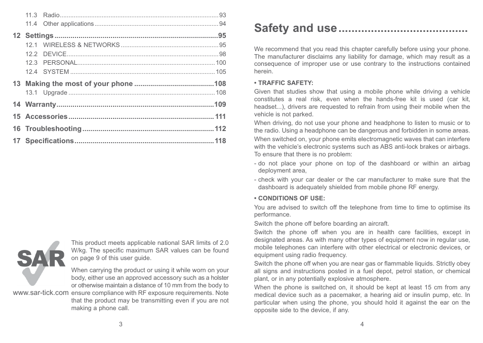 Safety and use | Alcatel Pixi 4 4017 D User Manual | Page 3 / 61