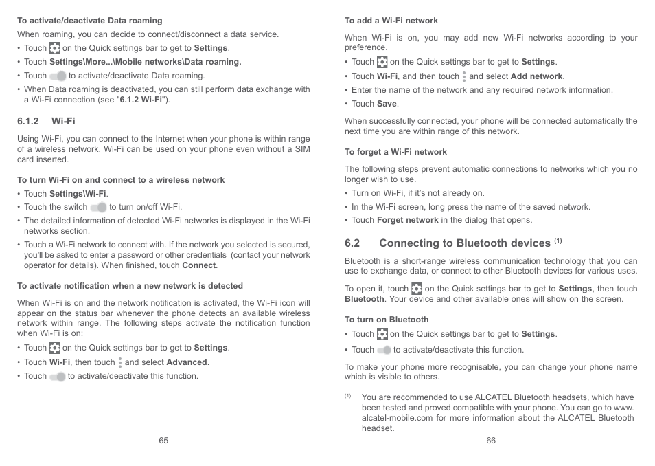 2 connecting to bluetooth devices | Alcatel Pixi 4 4017 D User Manual | Page 34 / 61