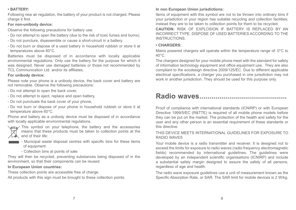 Radio waves | Alcatel Pixi 4 4017 D User Manual | Page 5 / 61