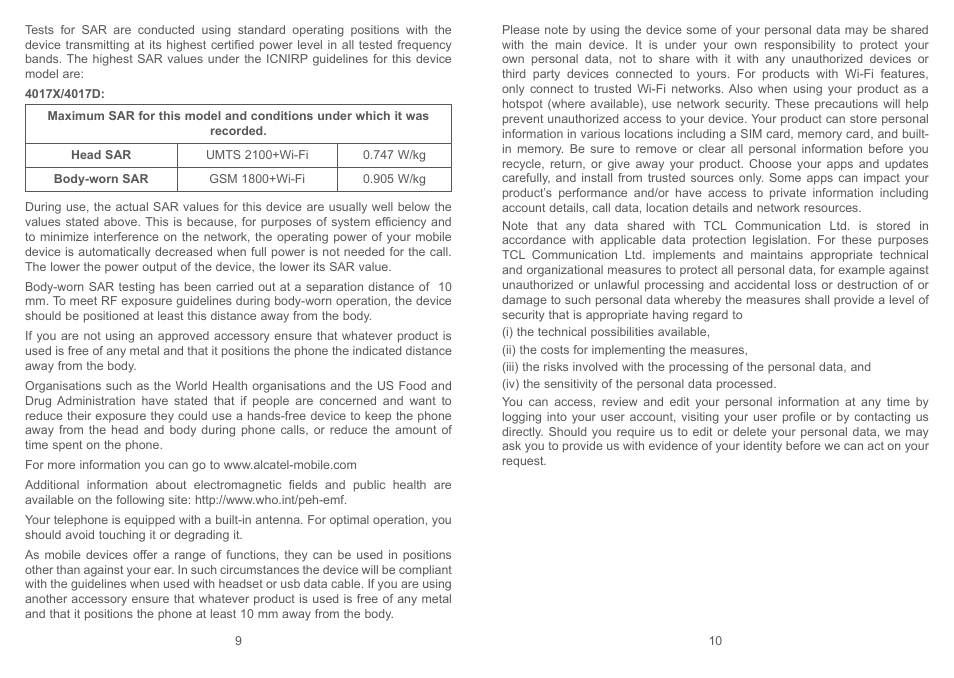 Alcatel Pixi 4 4017 D User Manual | Page 6 / 61