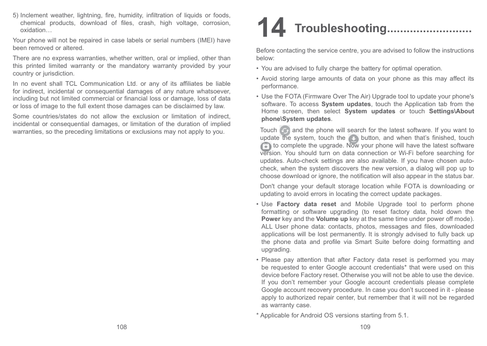 14 troubleshooting, Troubleshooting | Alcatel Pixi 4 4034 D User Manual | Page 56 / 61