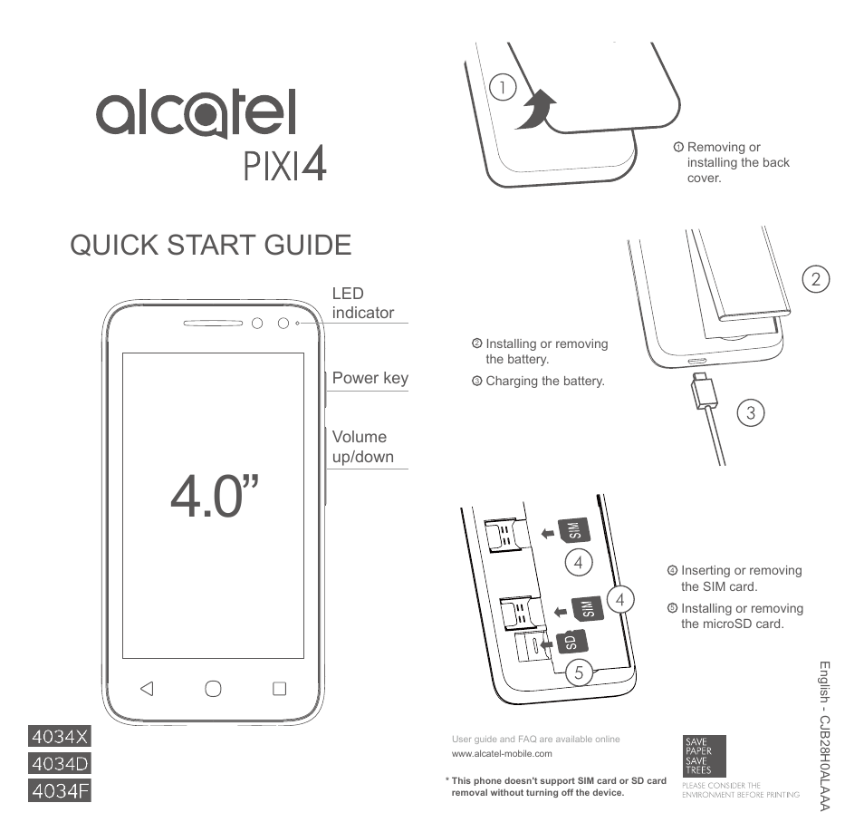 Alcatel Pixi 4 4034 D User Manual | 1 page