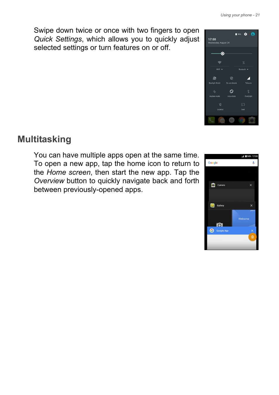 Multitasking | Acer Liquid Z6 User Manual | Page 21 / 66