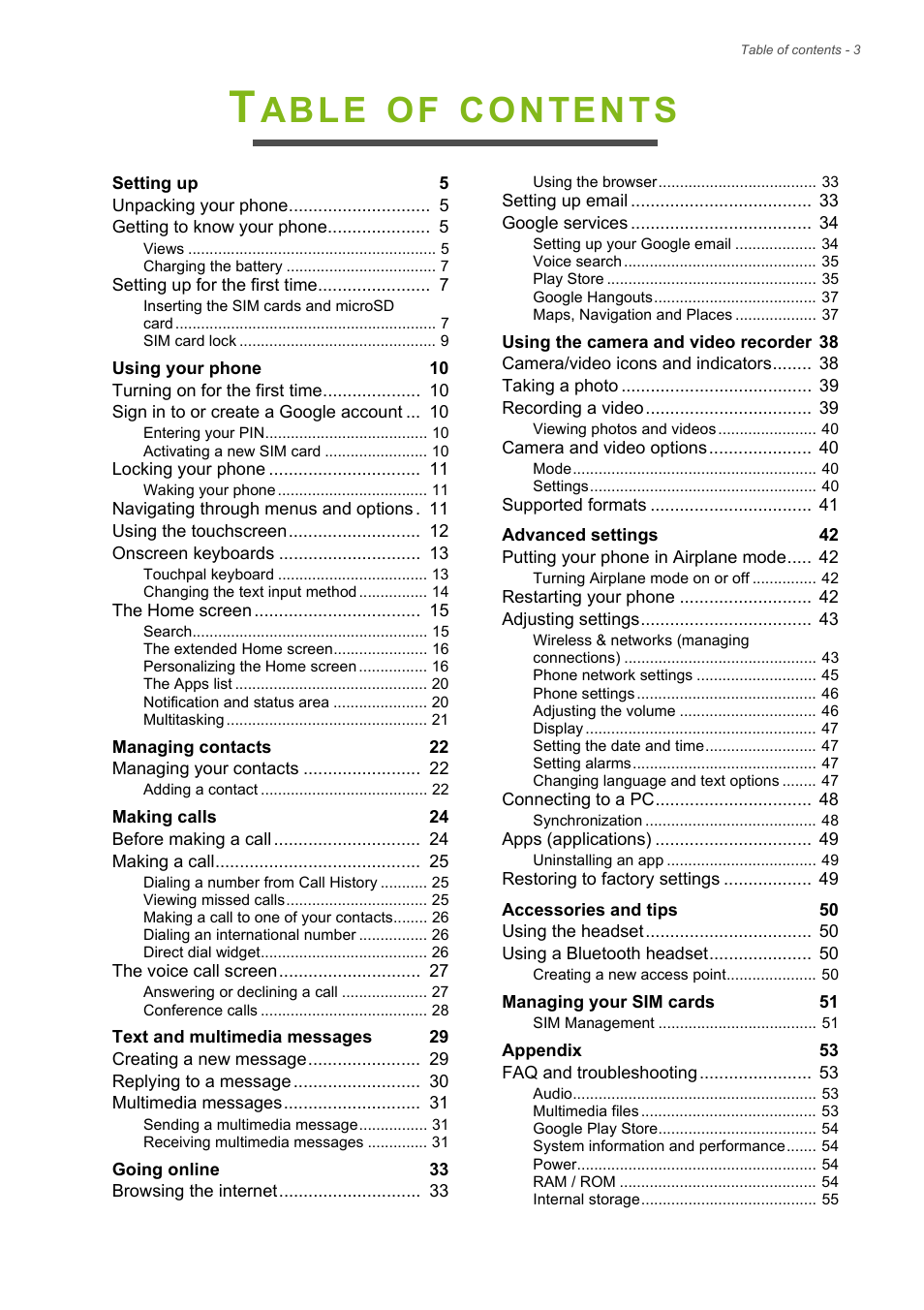 Acer Liquid Z6 User Manual | Page 3 / 66