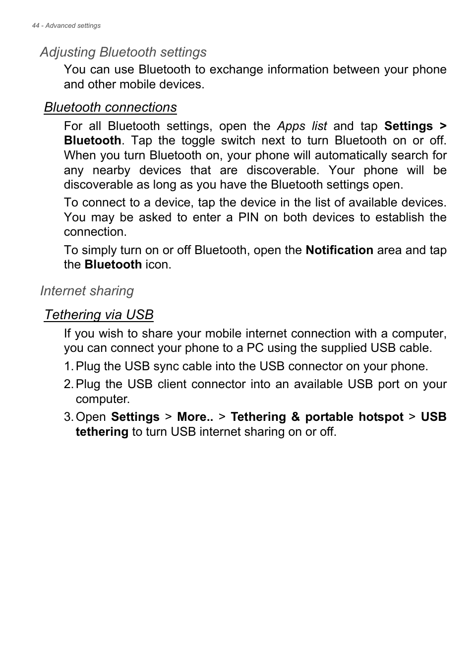 Acer Liquid Z6 User Manual | Page 44 / 66