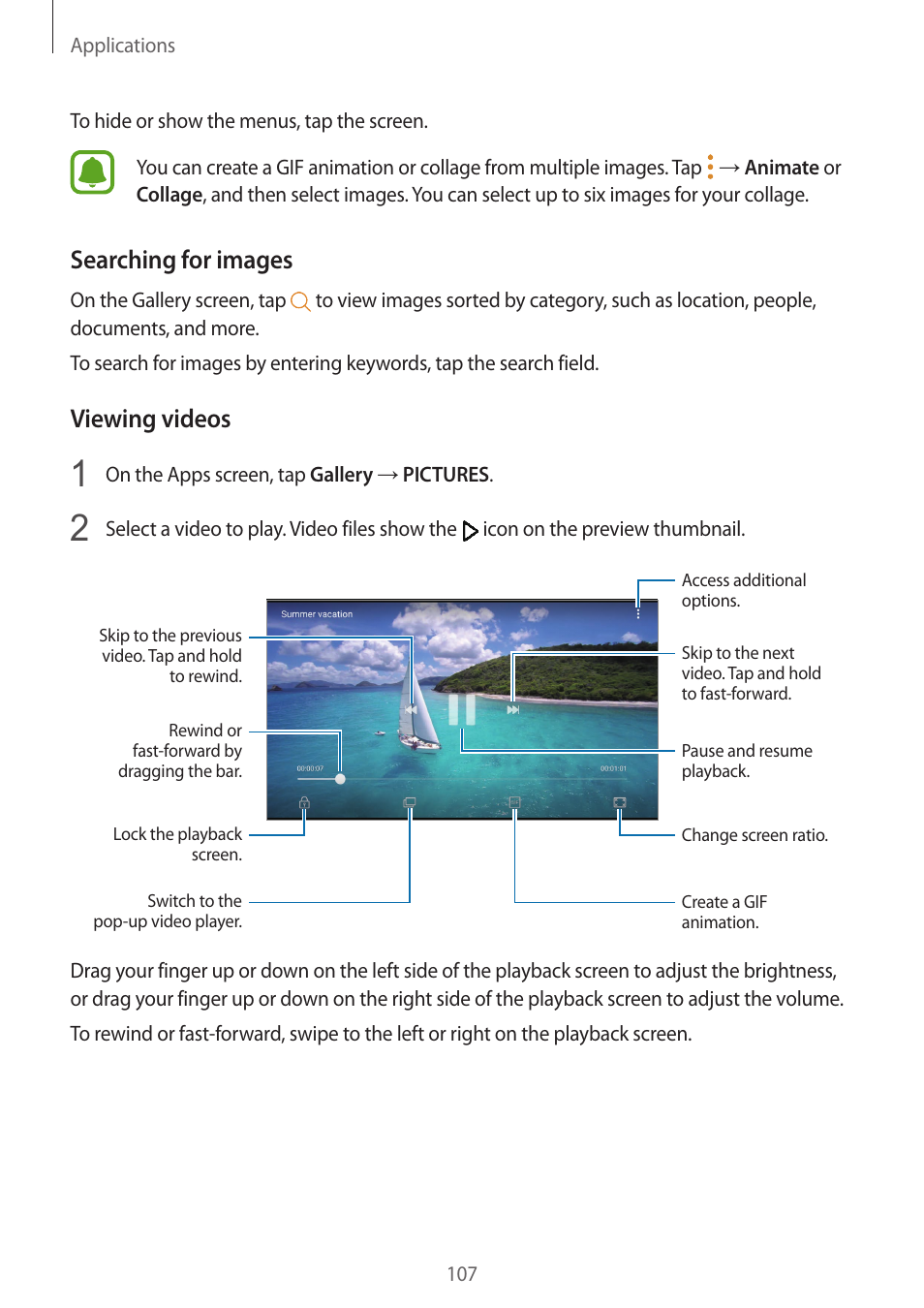 Searching for images, Viewing videos | Samsung SM-G930F User Manual | Page 107 / 191