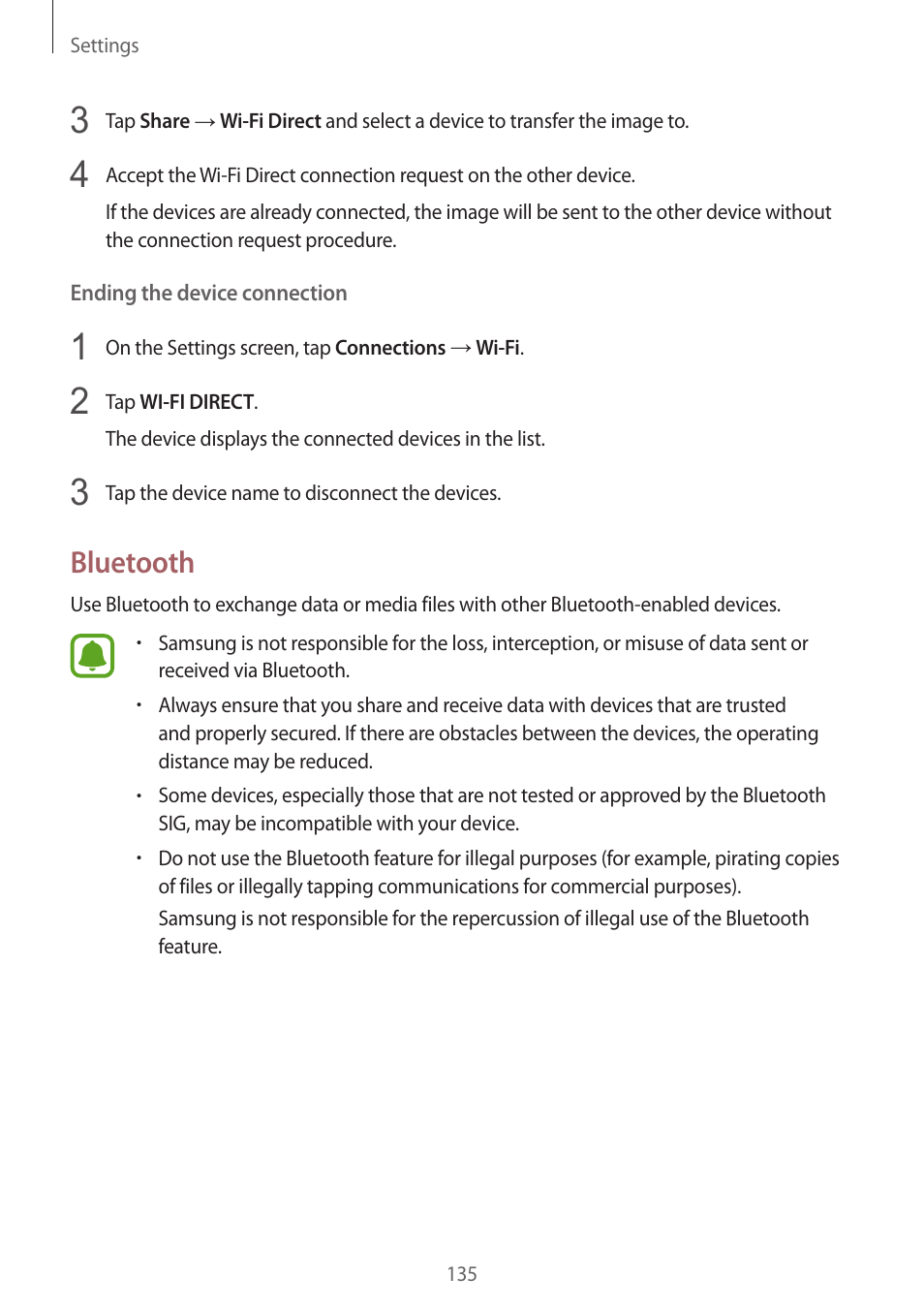 Bluetooth | Samsung SM-G930F User Manual | Page 135 / 191