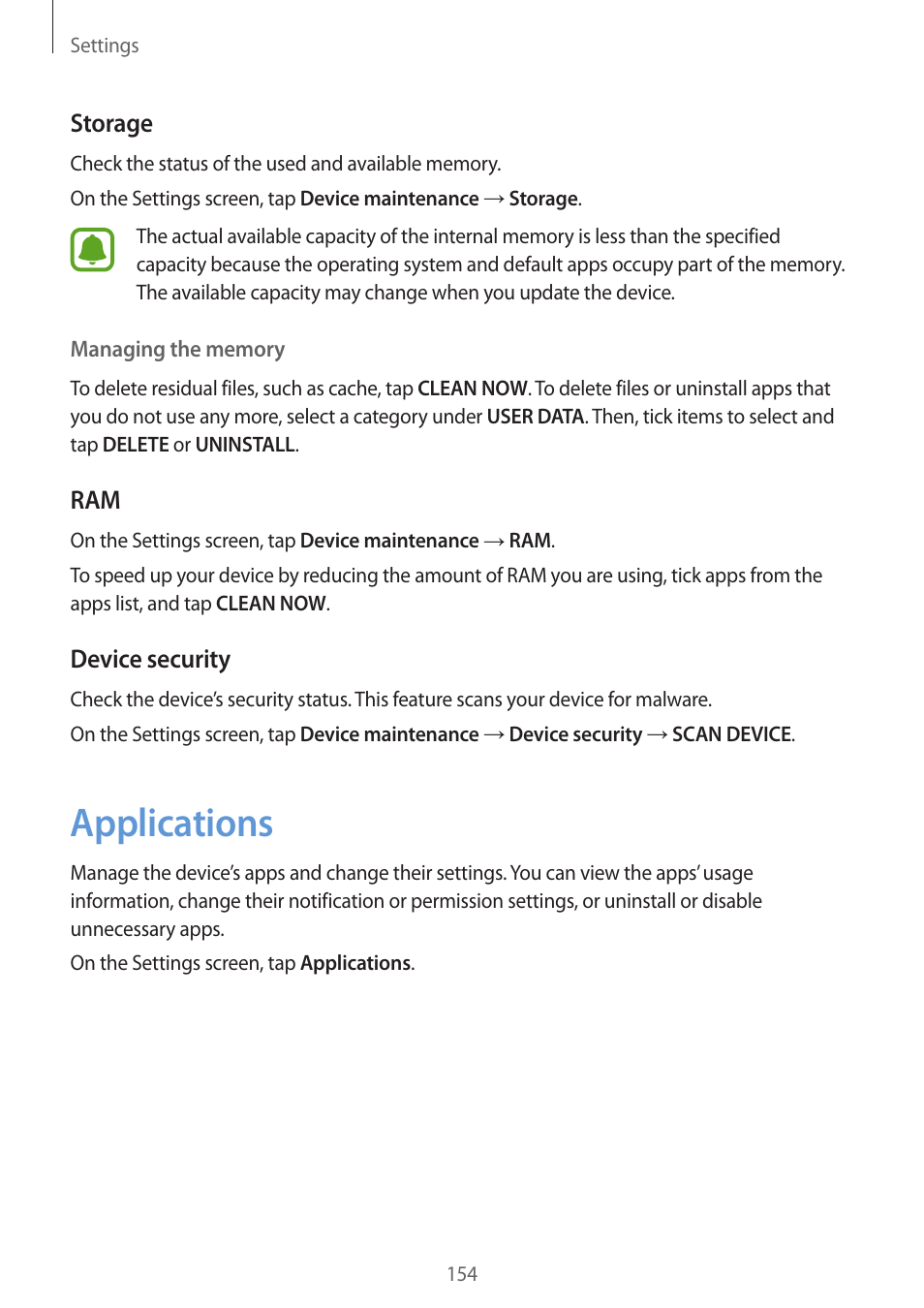 Applications, 154 applications | Samsung SM-G930F User Manual | Page 154 / 191