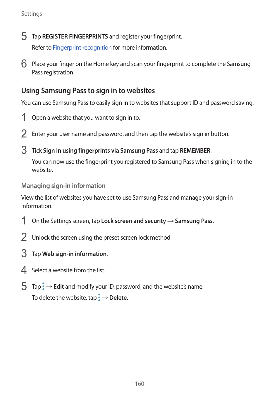 Samsung SM-G930F User Manual | Page 160 / 191