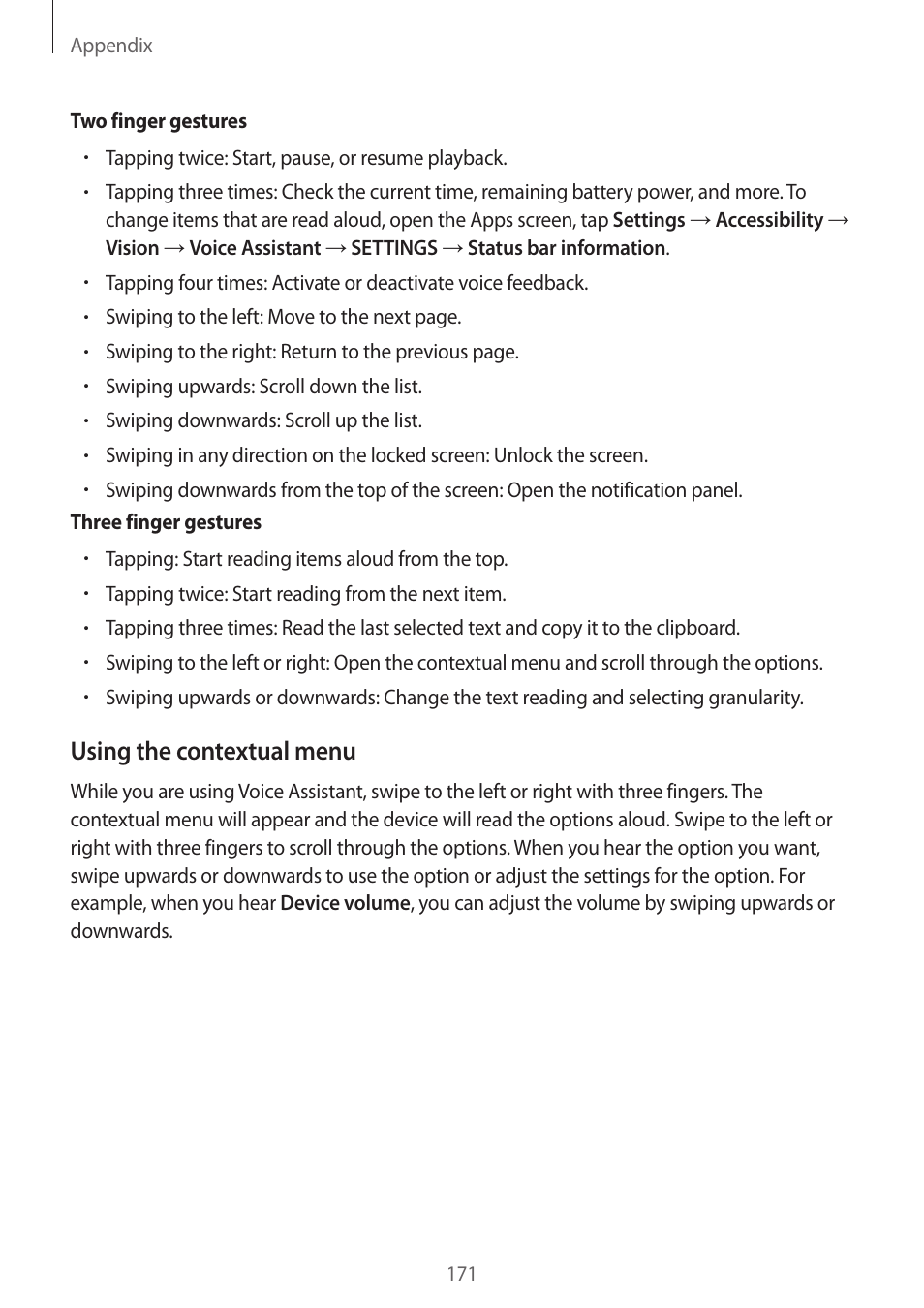 Using the contextual menu | Samsung SM-G930F User Manual | Page 171 / 191