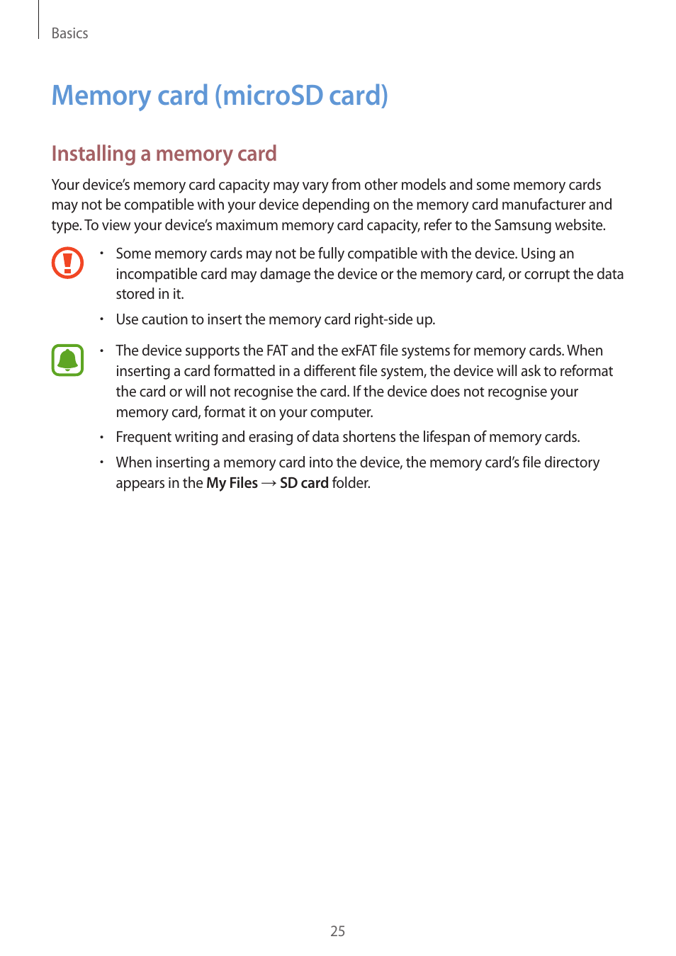 Memory card (microsd card), 25 memory card (microsd card) | Samsung SM-G930F User Manual | Page 25 / 191
