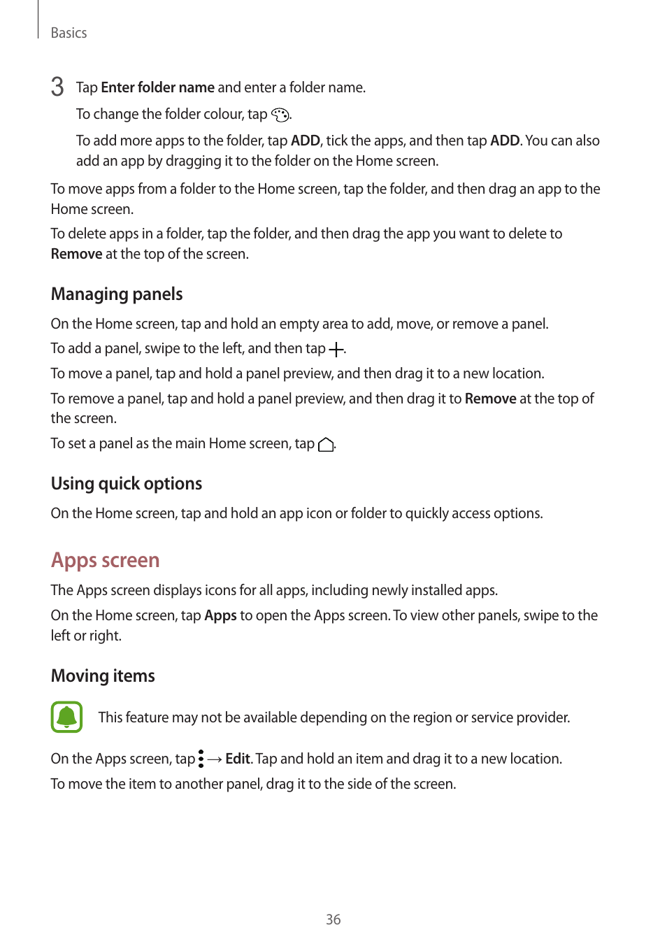 Apps screen | Samsung SM-G930F User Manual | Page 36 / 191