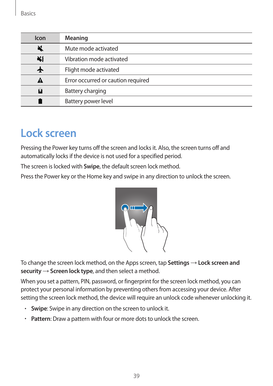 Lock screen, 39 lock screen | Samsung SM-G930F User Manual | Page 39 / 191