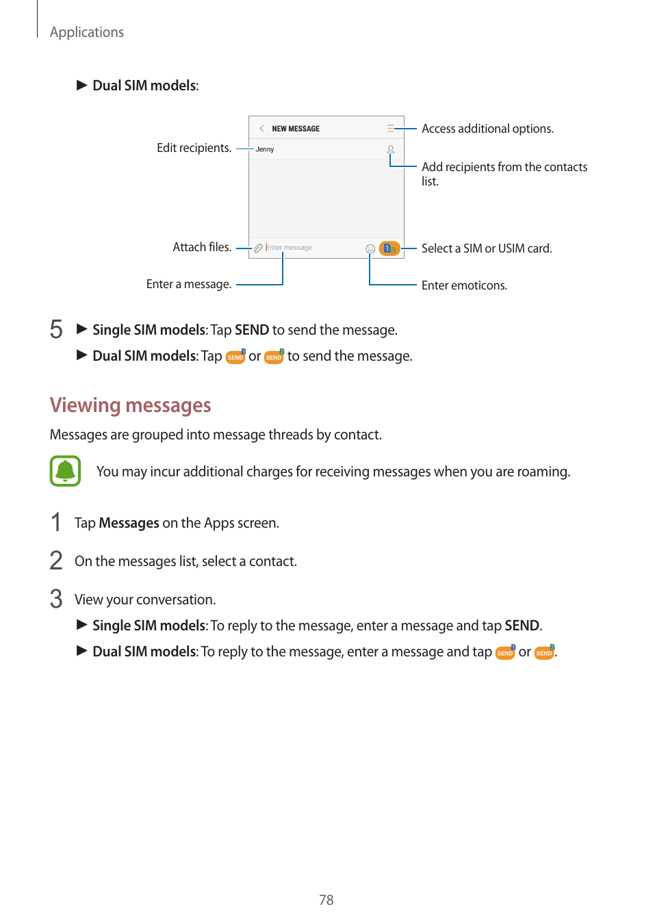 Viewing messages | Samsung SM-G930F User Manual | Page 78 / 191