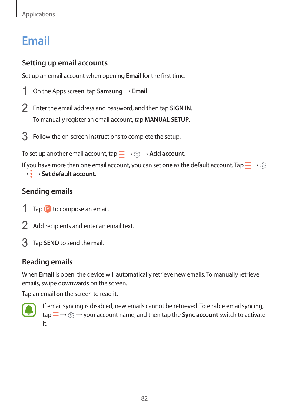 Email, 82 email | Samsung SM-G930F User Manual | Page 82 / 191