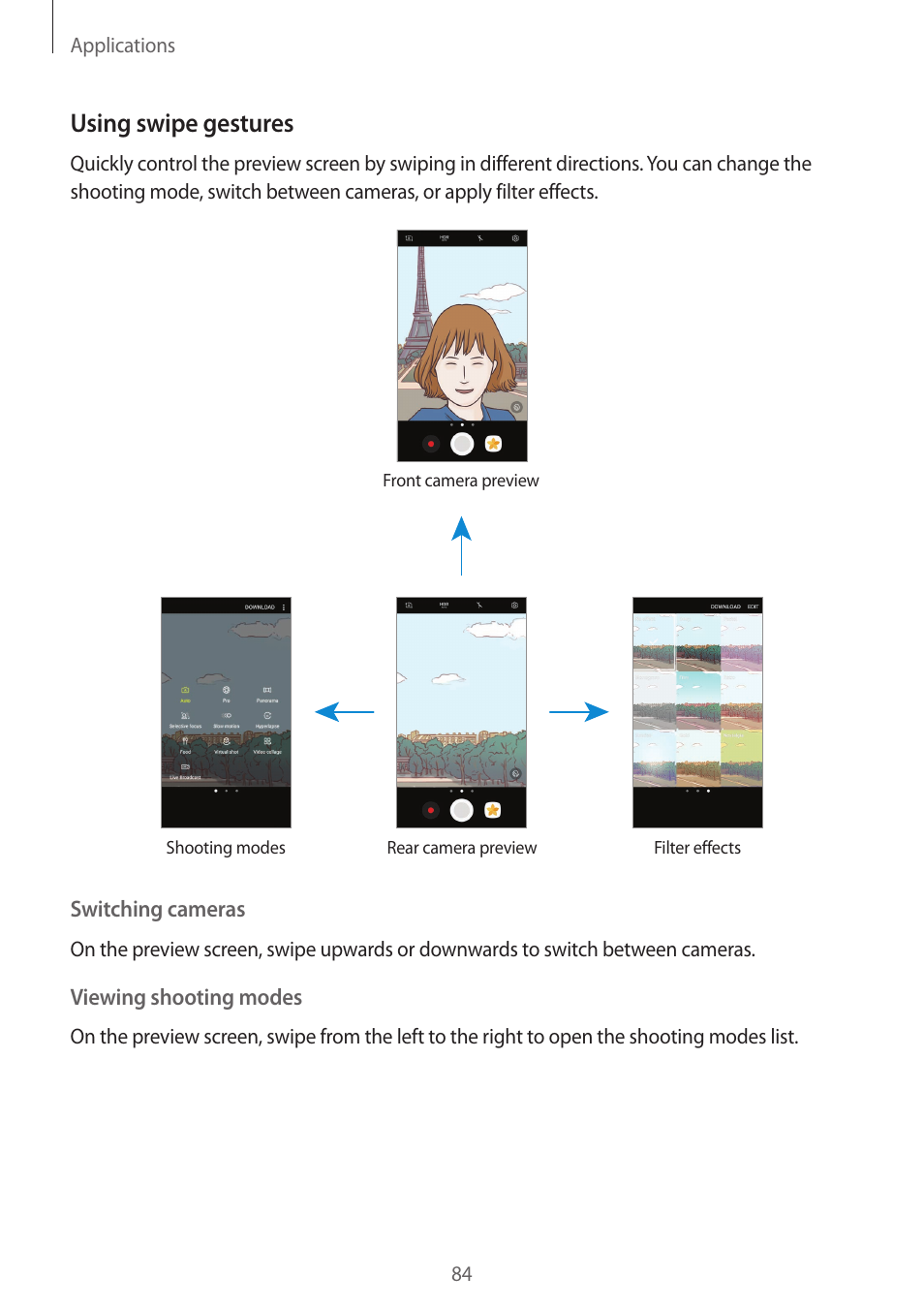 Using swipe gestures | Samsung SM-G930F User Manual | Page 84 / 191