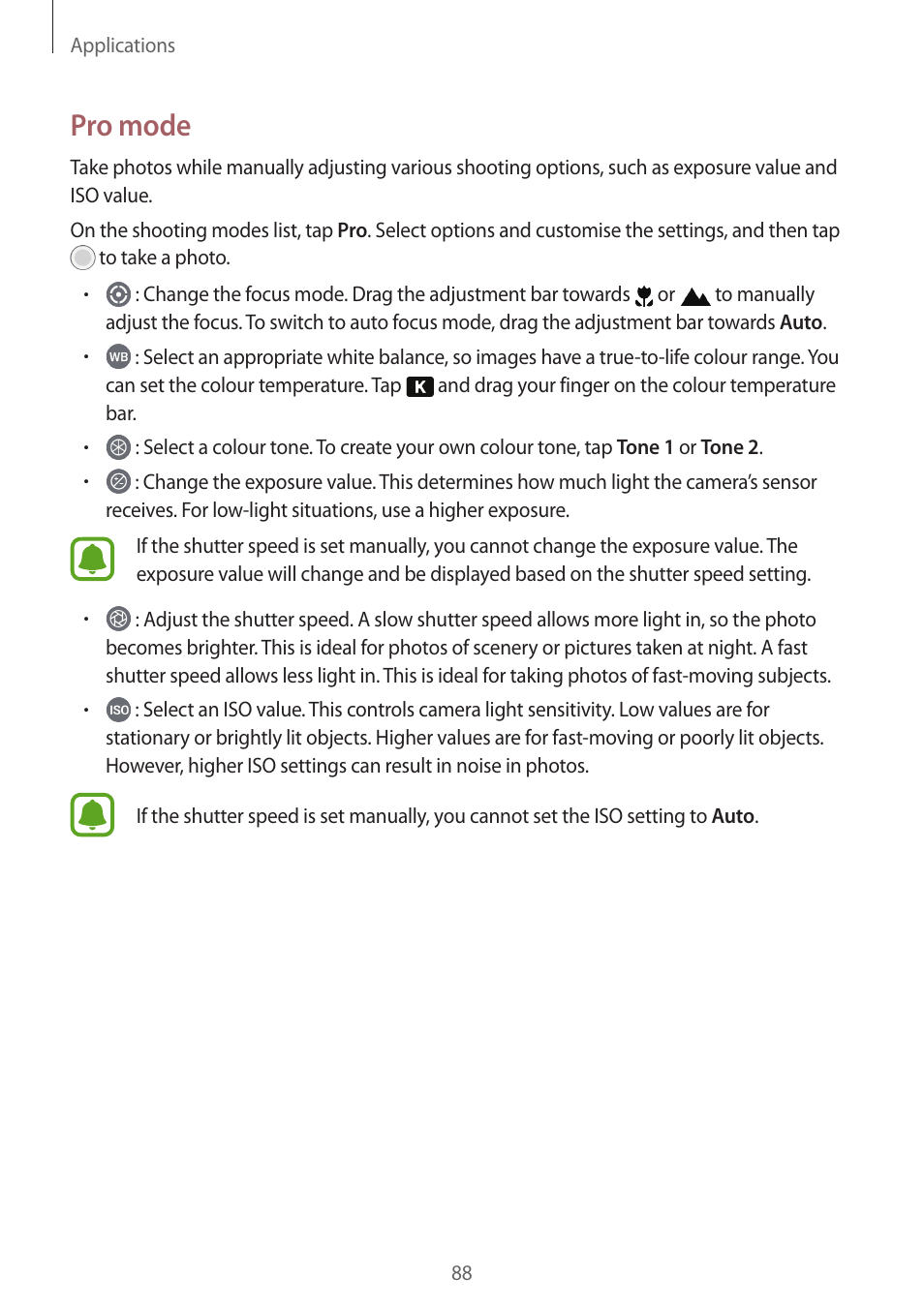 Pro mode | Samsung SM-G930F User Manual | Page 88 / 191
