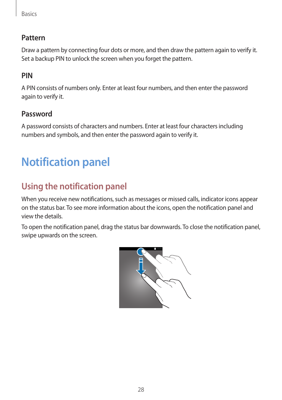Notification panel, 28 notification panel, Using the notification panel | Samsung J1 SM-J120F User Manual | Page 28 / 89