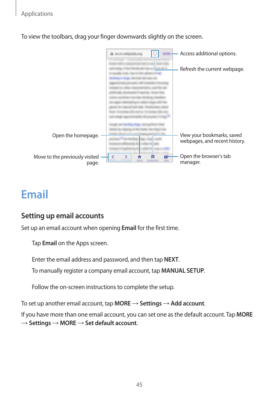 Email, 45 email | Samsung J1 SM-J120F User Manual | Page 45 / 89