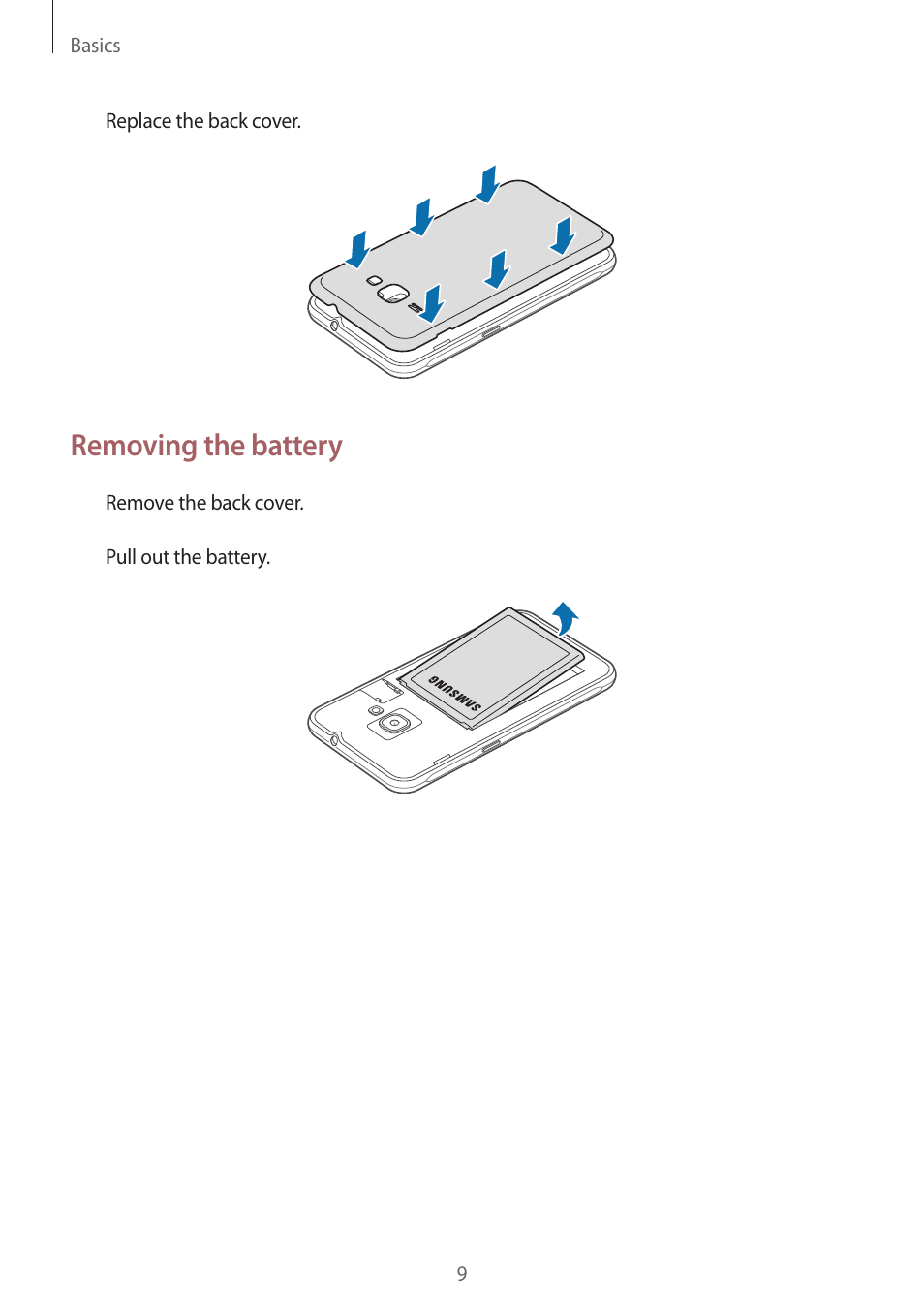 Removing the battery | Samsung J1 SM-J120F User Manual | Page 9 / 89