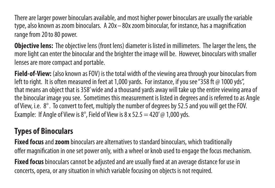Types of binoculars | Carson Optical Binoculars User Manual | Page 3 / 8
