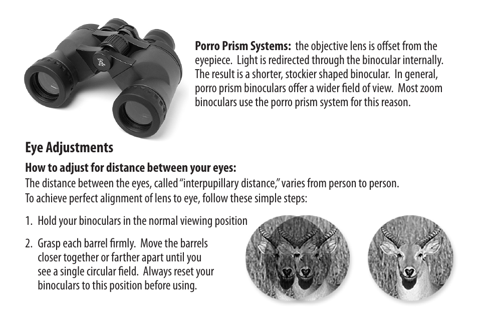 Eye adjustments | Carson Optical Binoculars User Manual | Page 5 / 8