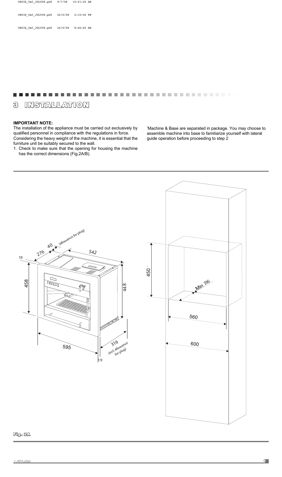 3 installation | Kleenmaid CM03X User Manual | Page 7 / 17