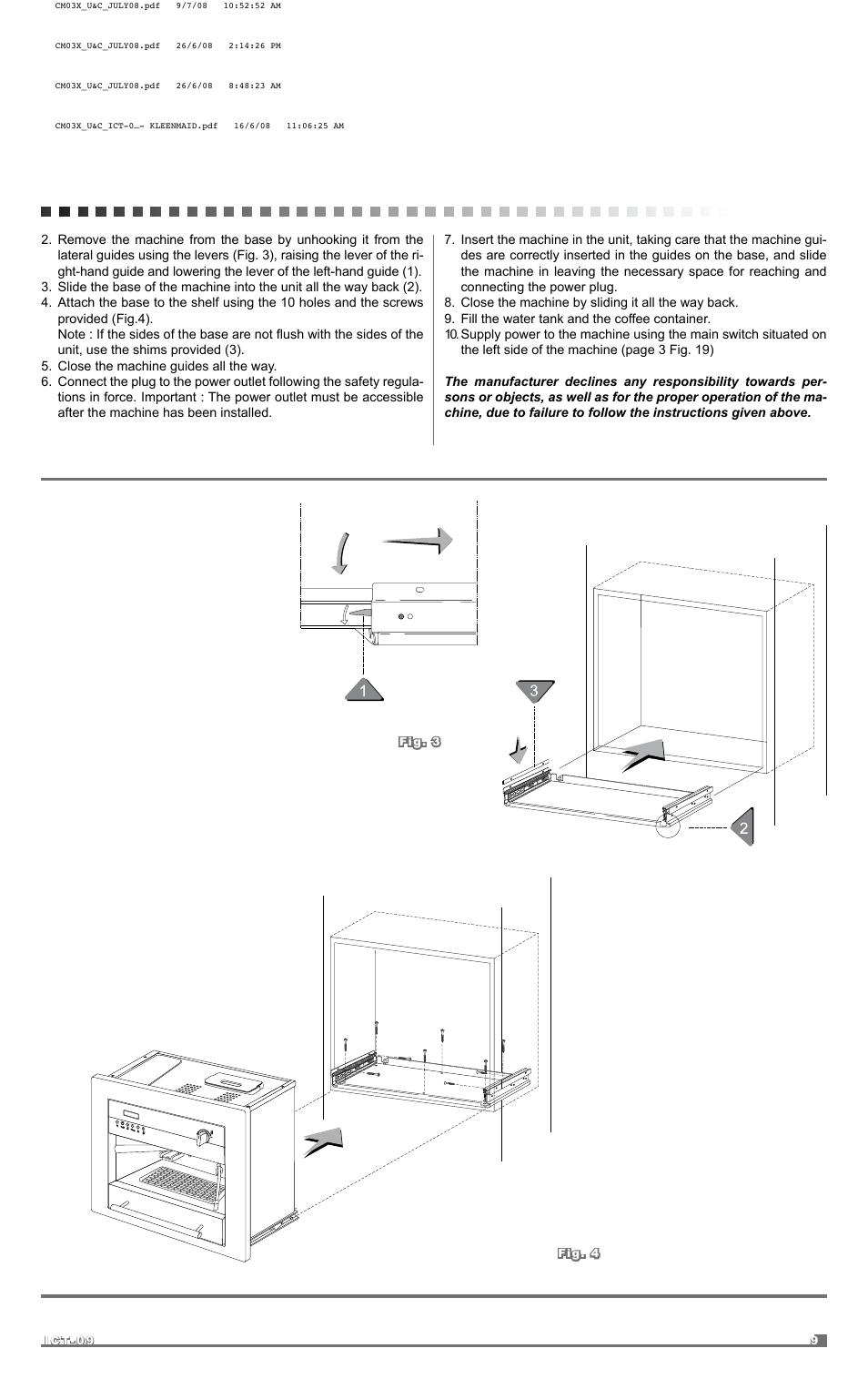 Kleenmaid CM03X User Manual | Page 9 / 17