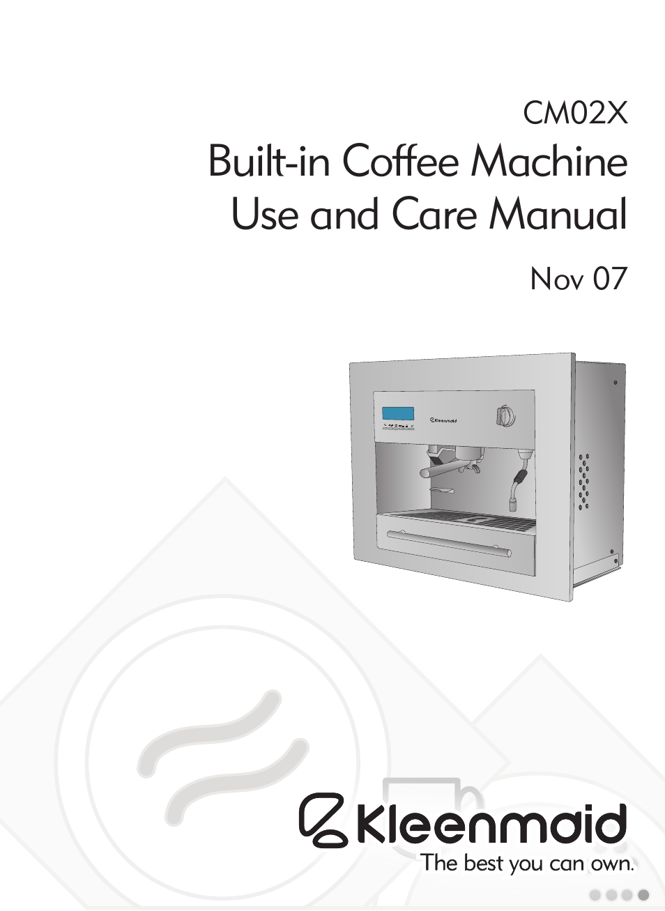 Kleenmaid CM02X User Manual | 20 pages